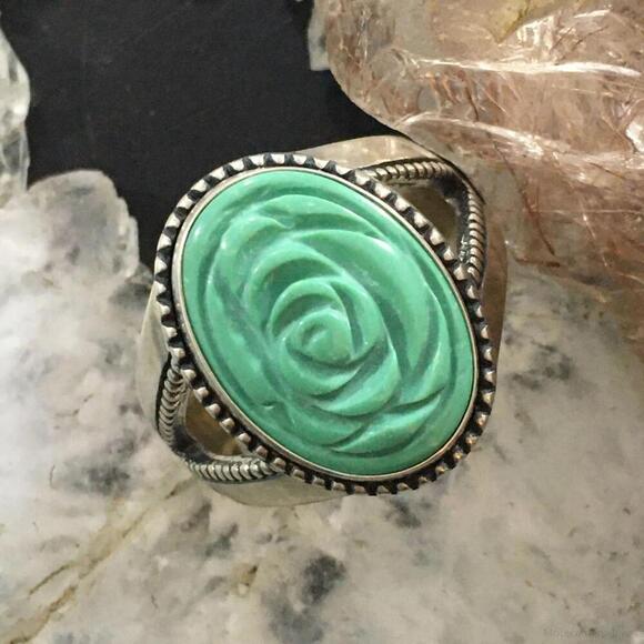 Carolyn Pollack Jewelry - Carolyn Pollack Southwestern Style Sterling Silver Carved Turquoise Flower Ring
